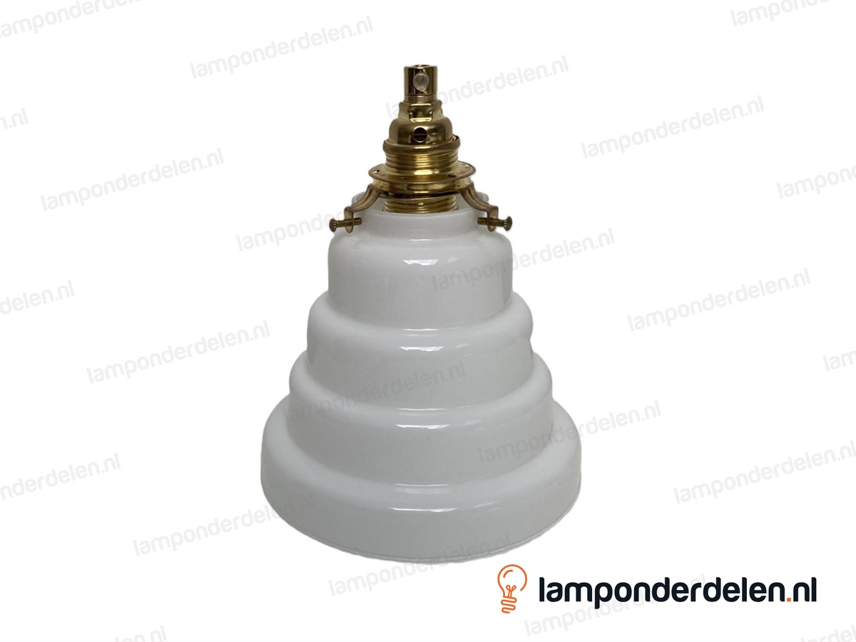 Kaphouder E14 metaal messingkleurig met 3 stelschroeven - voor glazen lampenkap met rand tot 6 cm