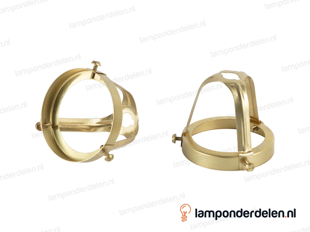 Kaphouder E27 messing met 3 stelschroeven - voor glazen lampenkap met rand tot 6 cm
