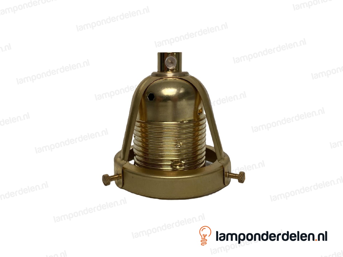 Kaphouder E27 messing met 3 stelschroeven - voor glazen lampenkap met rand tot 6 cm