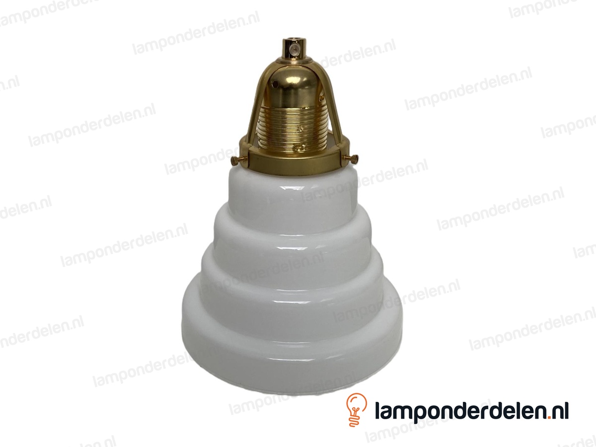 Kaphouder E27 messing met 3 stelschroeven - voor glazen lampenkap met rand tot 6 cm