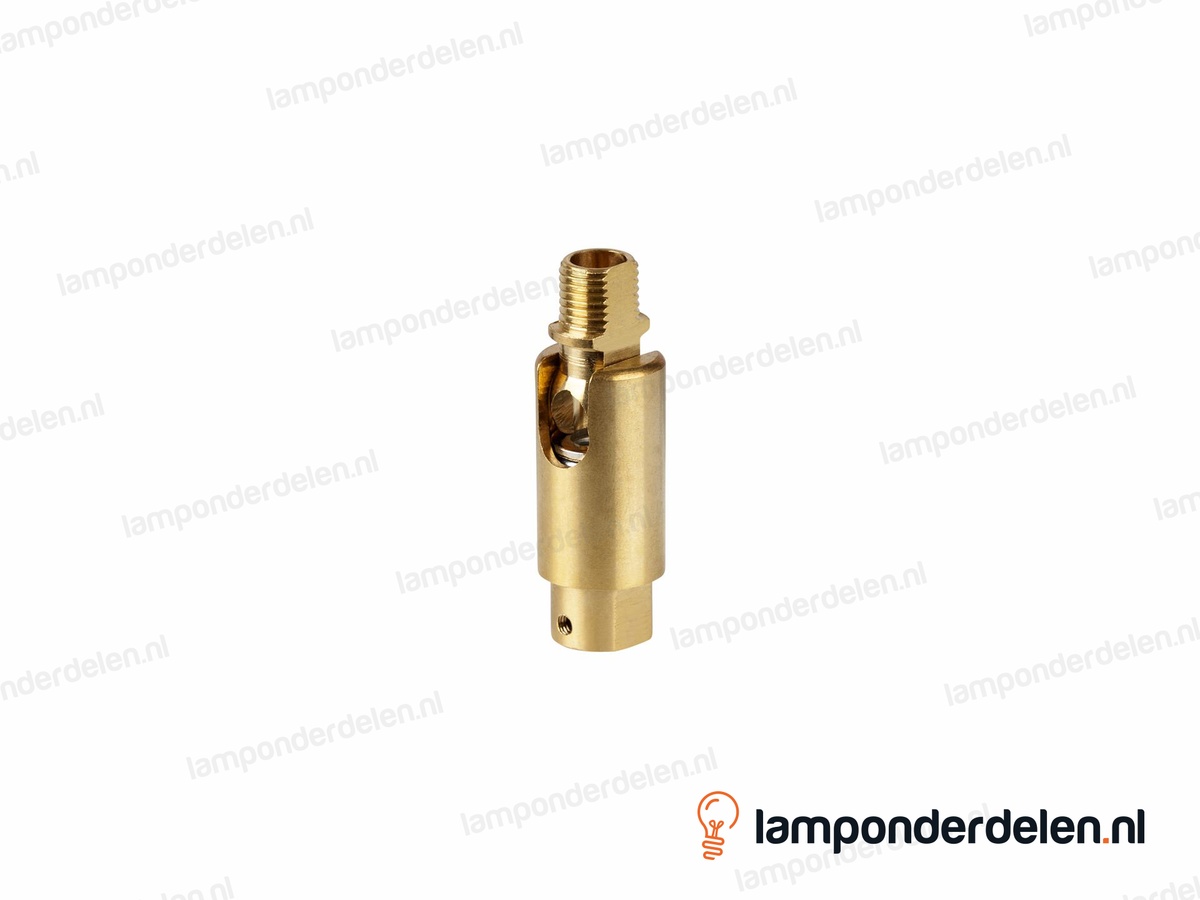 Kniedraaigewricht messing - 16 x 48 mm - 180 graden kantelbaar - binnendraad en buitendraad M10x1