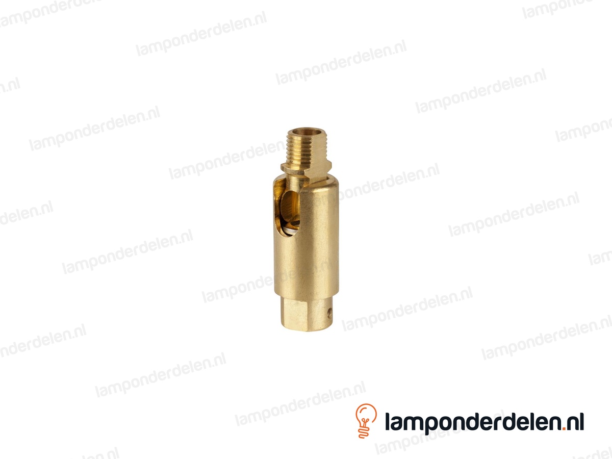Kniedraaigewricht messing - 16 x 48 mm - 90 graden kantelbaar - binnendraad en buitendraad M10x1