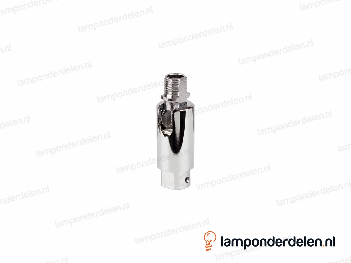 Kniedraaigewricht messing chroomkleurig - 16 x 48 mm - 90 graden kantelbaar - binnendraad en buitendraad M10x1