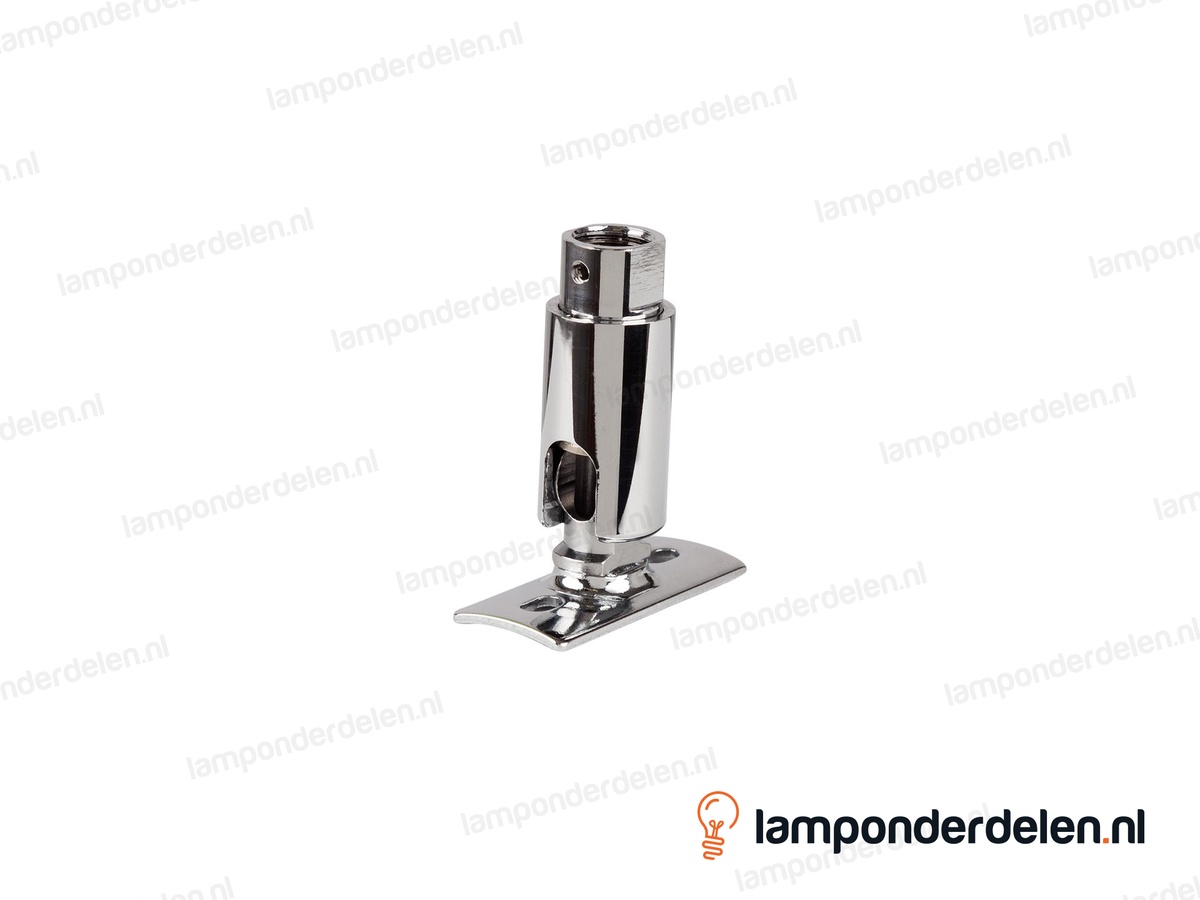 Kniedraaigewricht messing chroomkleurig met montageplaat - 16 x 48 mm - 90 graden kantelbaar - binnendraad M10x1