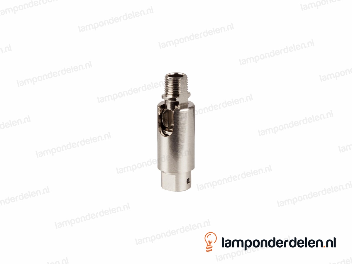 Kniedraaigewricht messing RVS-kleurig - 16 x 48 mm - 90 graden kantelbaar - binnendraad en buitendraad M10x1