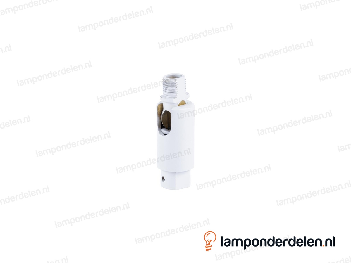 Kniedraaigewricht messing wit - 16 x 48 mm - 90 graden kantelbaar - binnendraad en buitendraad M10x1