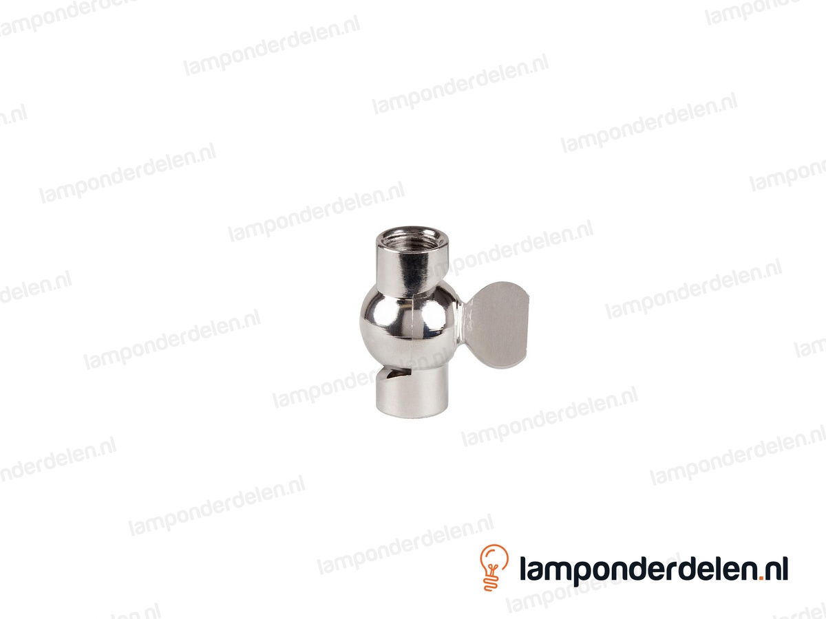 Kniegewricht messing chroomkleurig met vleugelmoer - 19 x 33 mm - 180 graden kantelbaar - binnendraad M10x1
