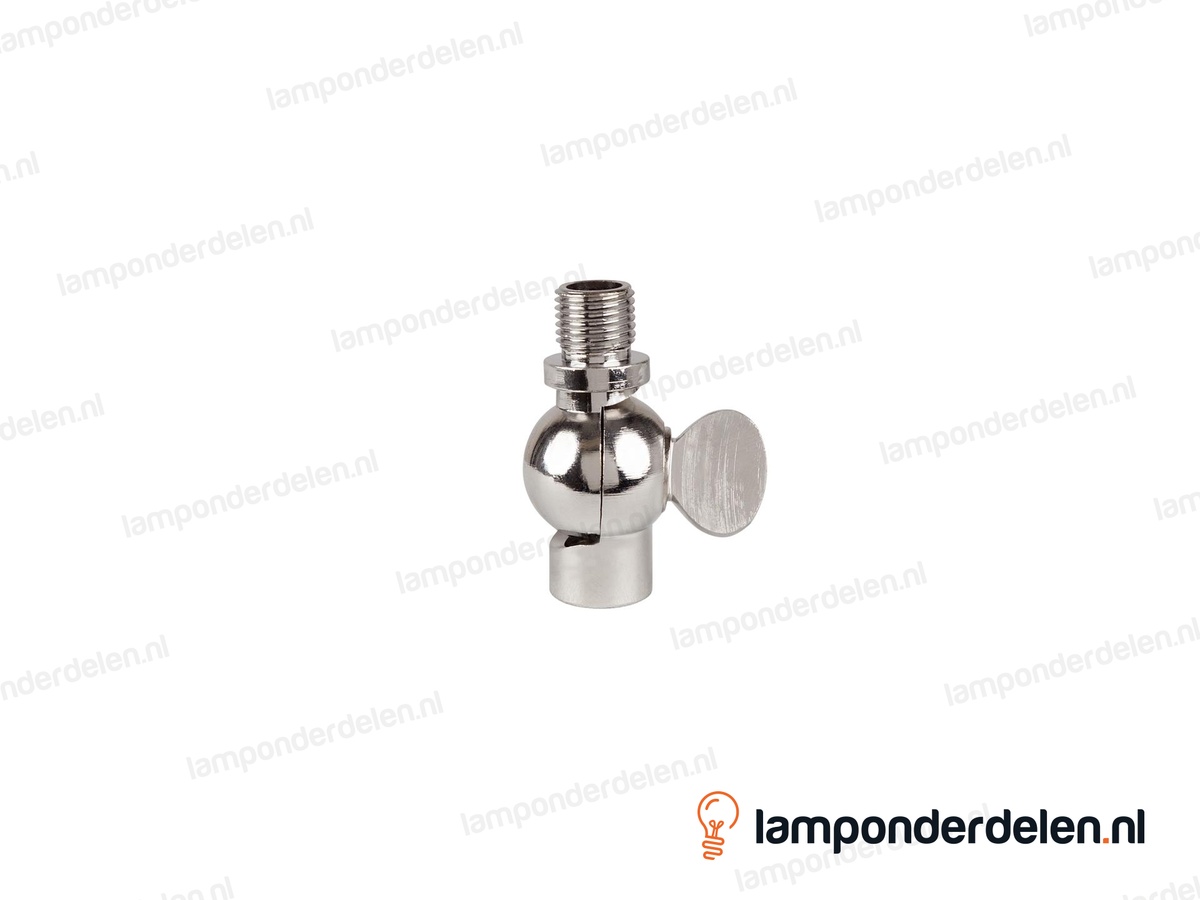 Kniegewricht messing chroomkleurig met vleugelmoer - 19 x 38 mm - 180 graden kantelbaar - binnendraad en buitendraad M10x1