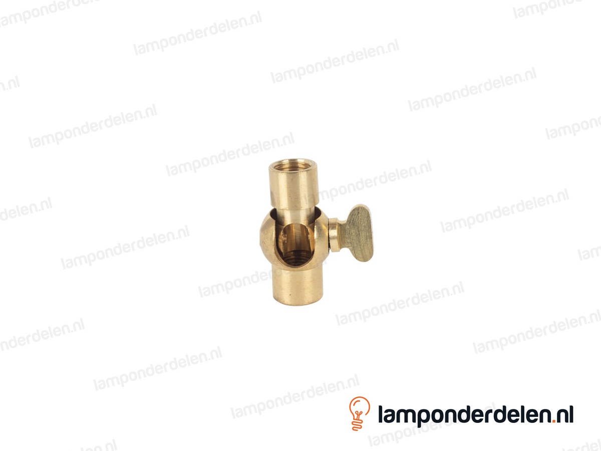 Kniegewricht messing met vleugelmoer - 19 x 38 mm - 90 graden kantelbaar - binnendraad M10x1