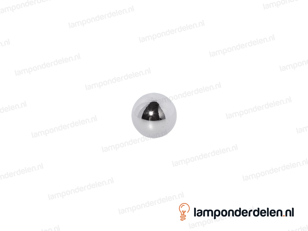 Kogel messing chroomkleurig rond blind - 20 mm - met 1 gat - binnendraad M10x1