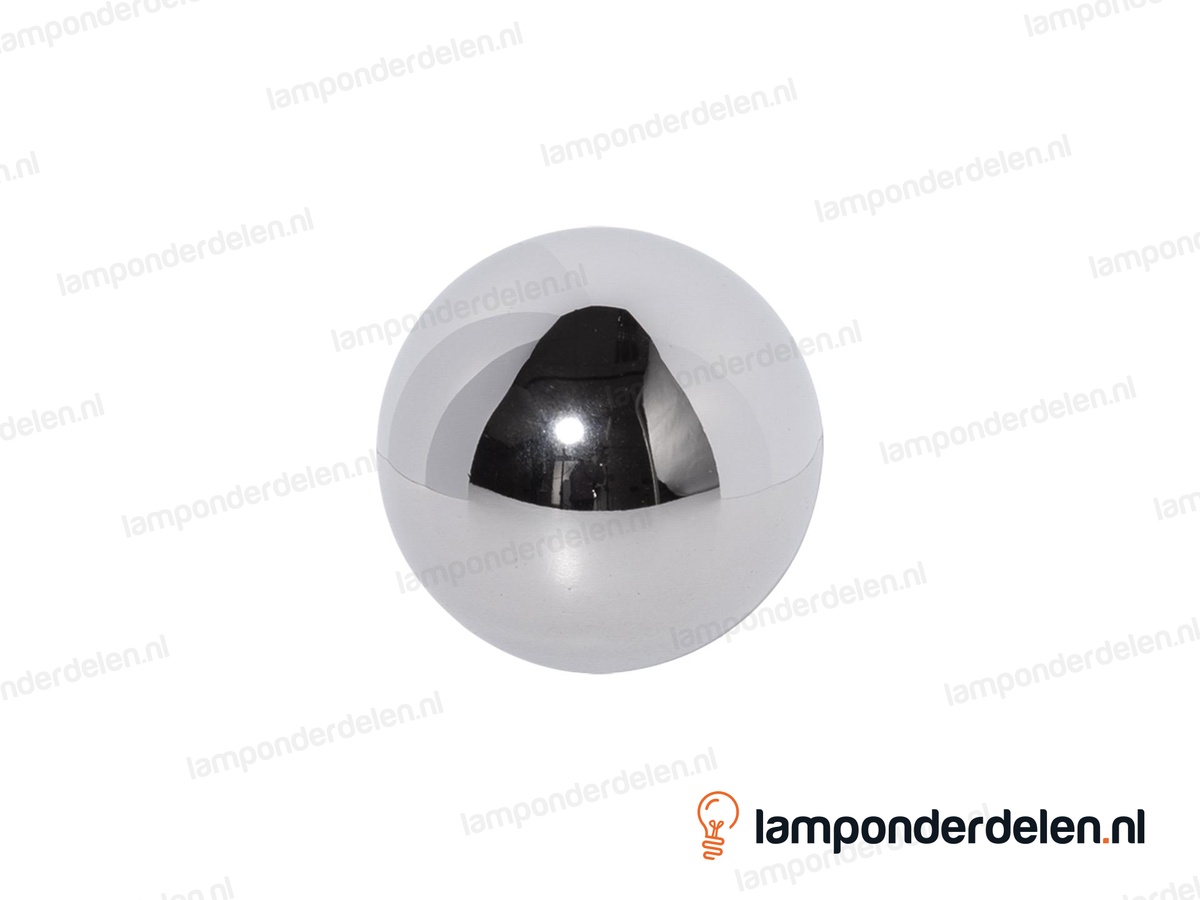 Kogel messing chroomkleurig rond blind - 50 mm - met 1 gat - binnendraad M10x1
