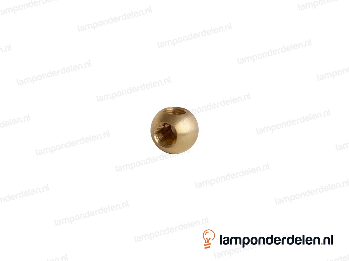 Kogel messing rond haaks model - 20 mm - met 2 gaten - binnendraad M10x1