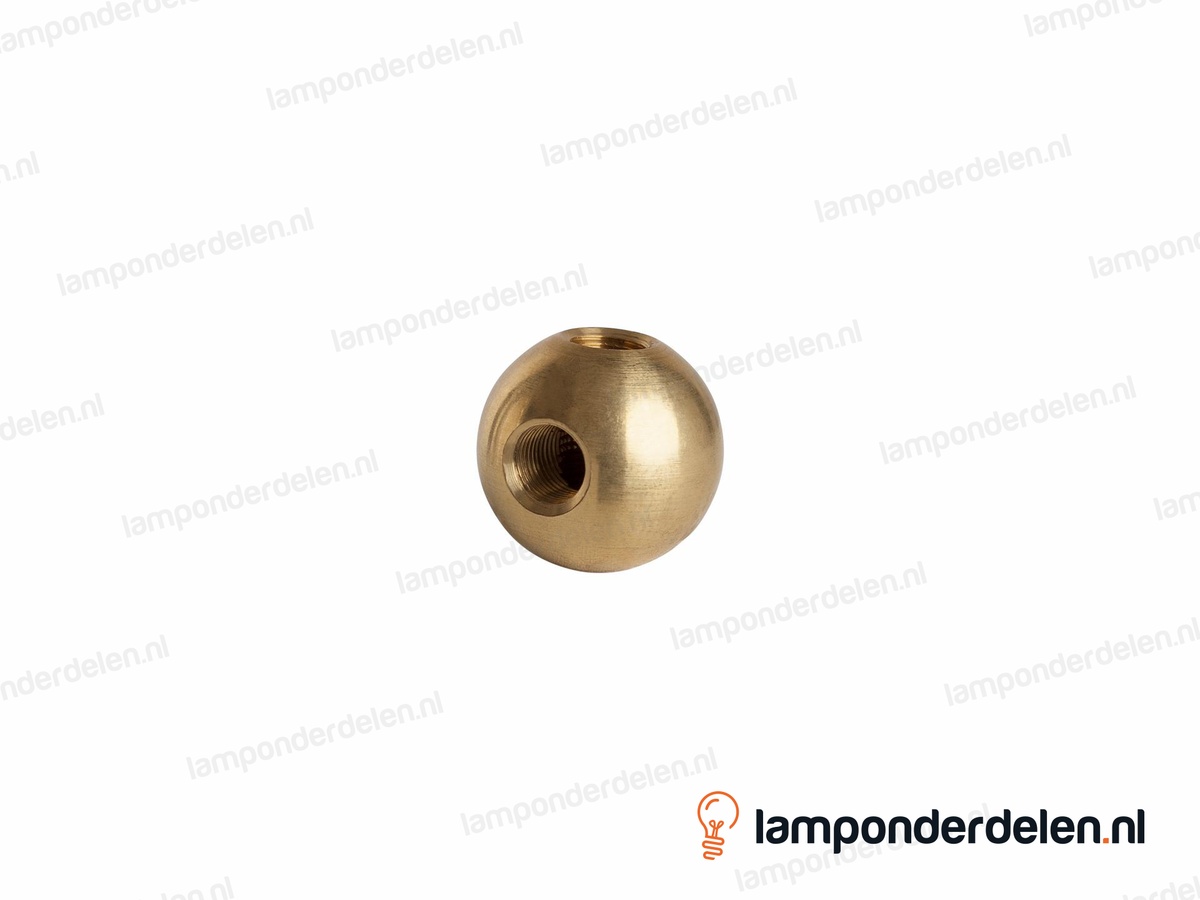Kogel messing rond haaks model - 30 mm - met 2 gaten - binnendraad M10x1