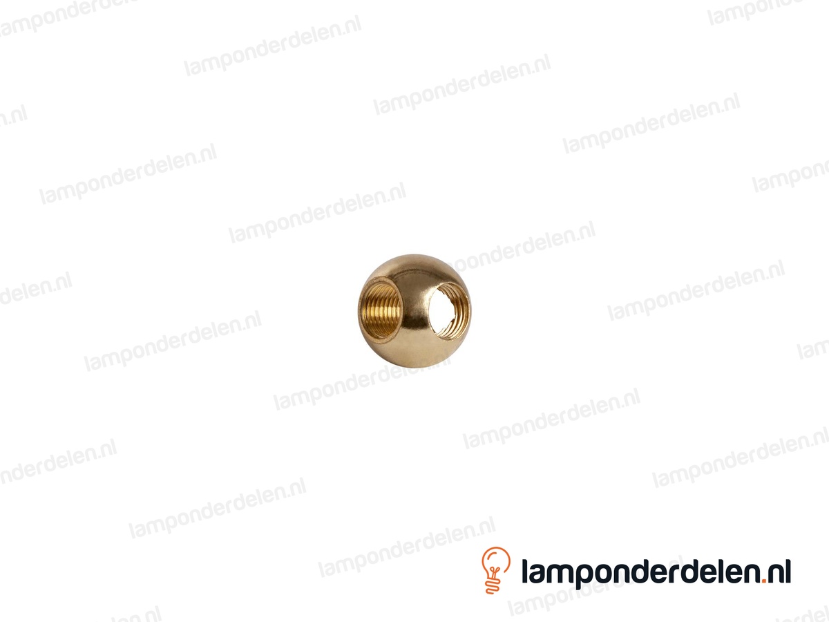 Kogel messing rond T-model - 20 mm - met 3 gaten - binnendraad M10x1
