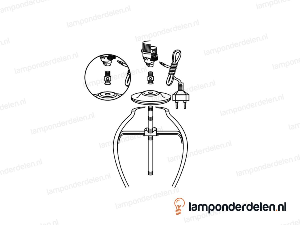Koppelstuk messing sierlijk met rond gat - hoogte 27 mm - binnendraad en buitendraad M10x1
