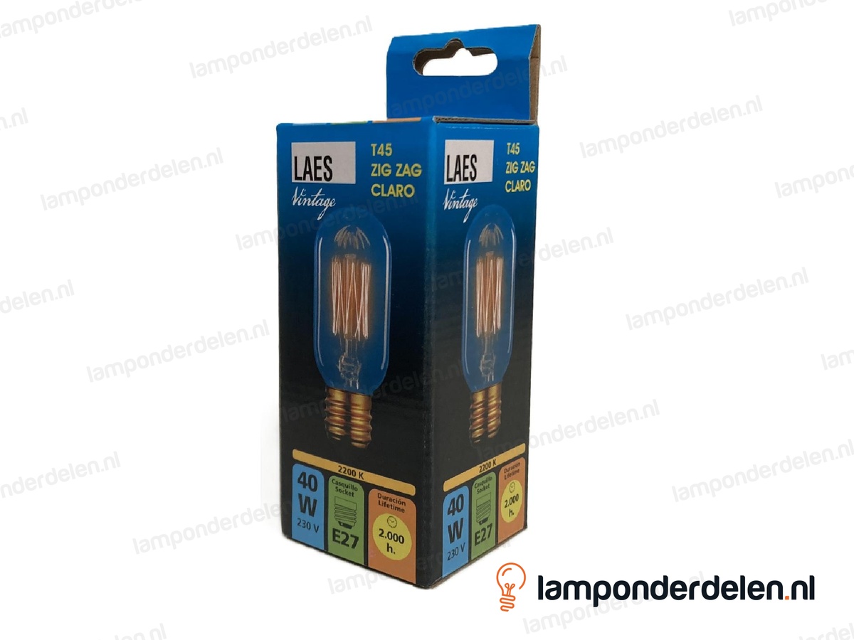 Laes - kooldraadlamp - buislamp - E27 - T45 - zigzag - helder - 40W