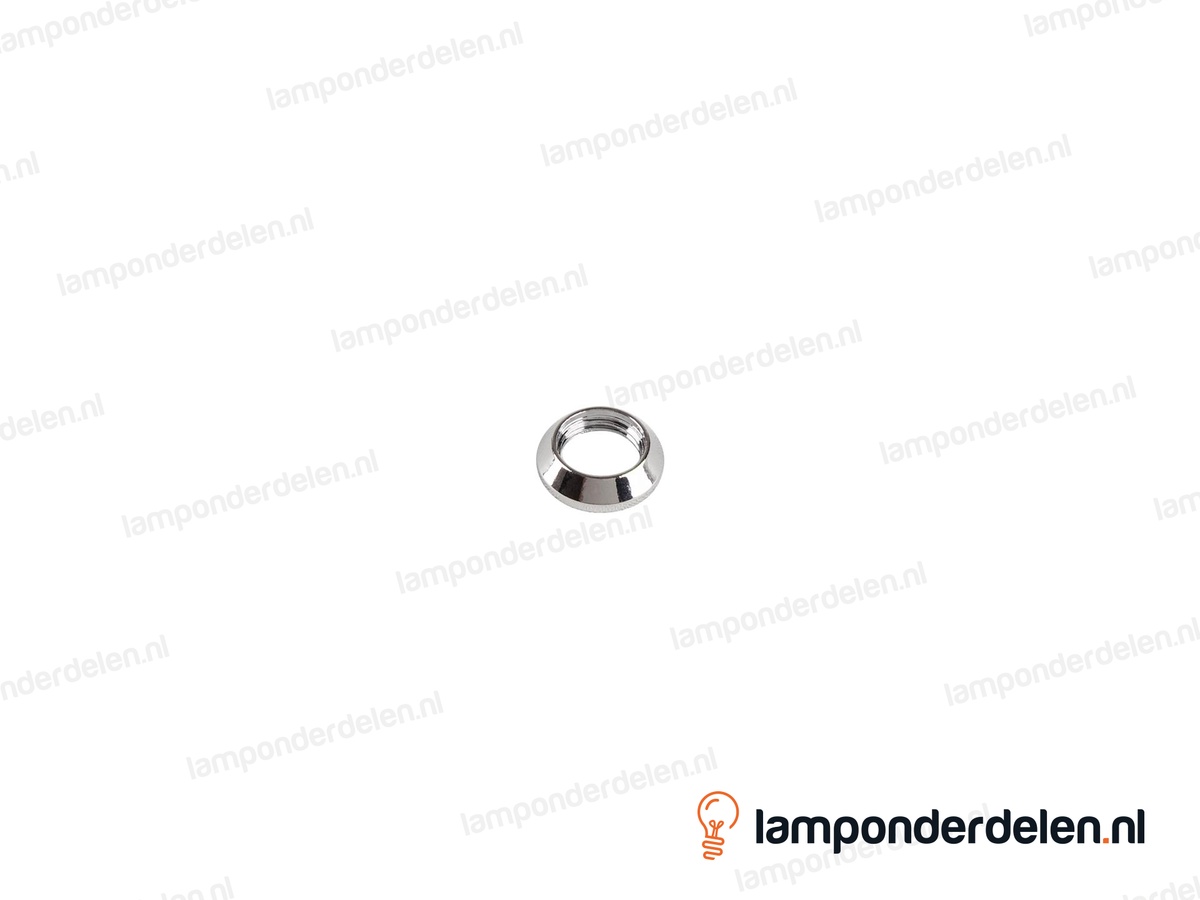 Moer messing chroomkleurig conisch - 15 x 4 mm - binnendraad M10x1
