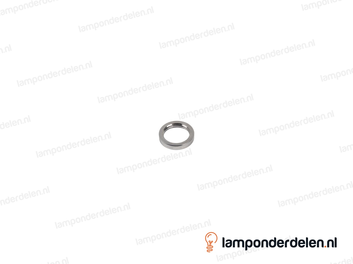 Moer messing chroomkleurig rond glad - 13 x 2,5 mm - binnendraad M10x1