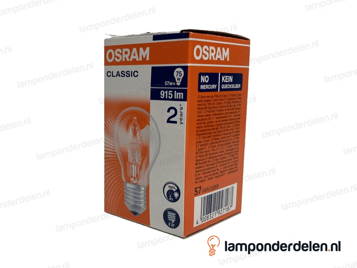 Osram - halogeenlamp - standaardlamp - E27 - classic - A55 - helder - 57W