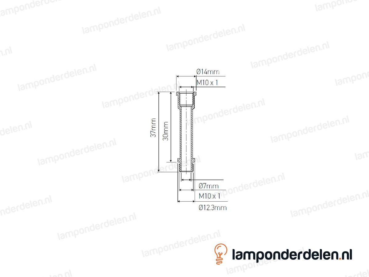 Pendelstang messing sierlijk - lengte 3 cm - binnendraad en buitendraad M10x1