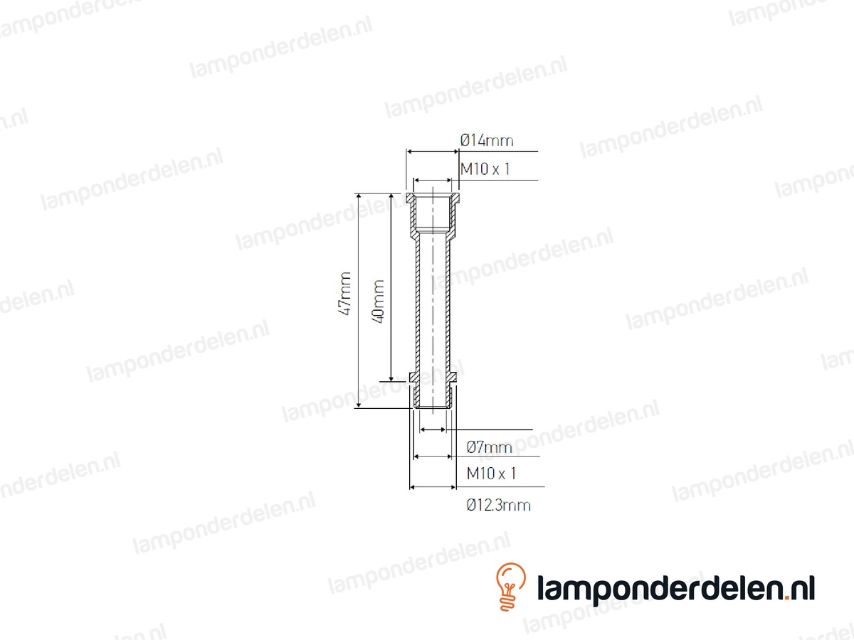 Pendelstang messing sierlijk - lengte 4 cm - binnendraad en buitendraad M10x1