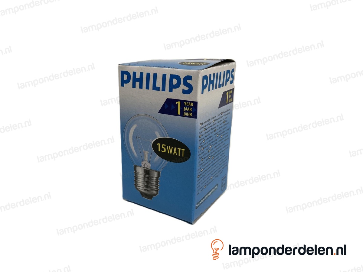 Philips - gloeilamp - kogellamp - E27 - P45 - helder - 15W