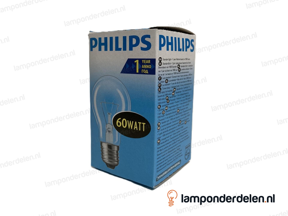 Philips - gloeilamp - standaardlamp - E27 - A55 - helder - 60W