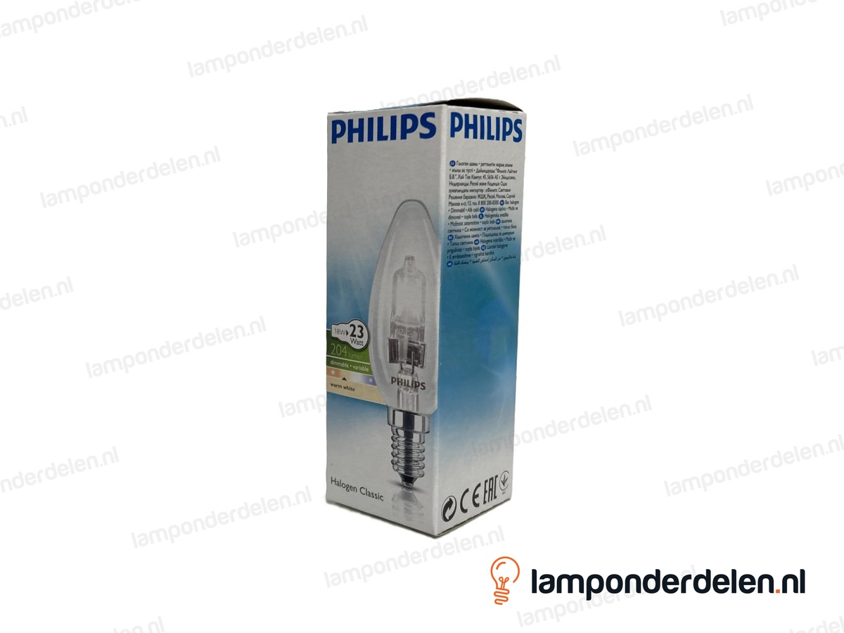 Philips - halogeenlamp - kaarslamp - E14 - classic - B35 - helder - 18W