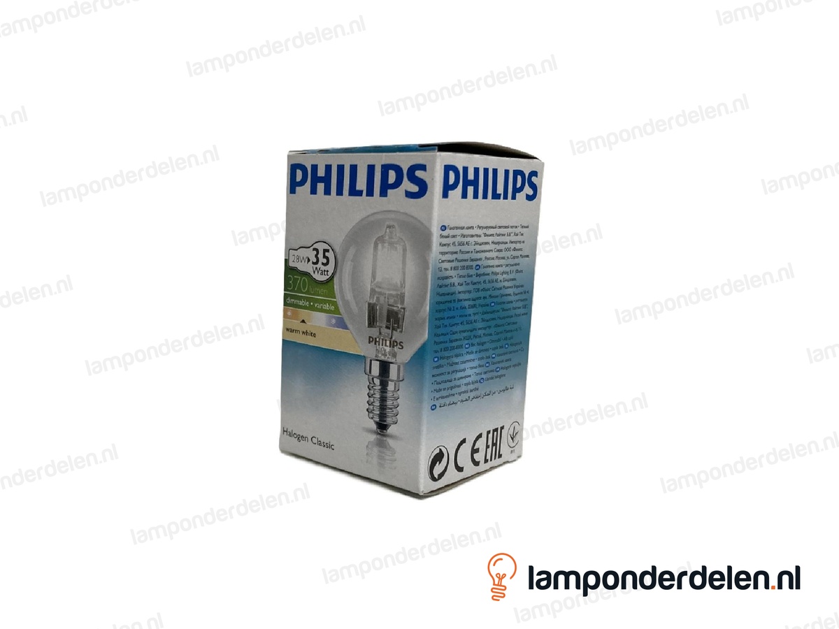 Philips - halogeenlamp - kogellamp - E14 - classic - P45 - helder - 28W