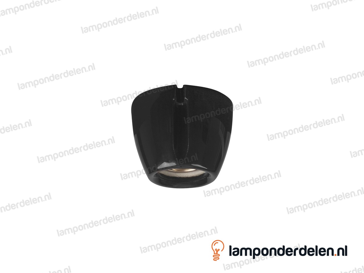 Plafondfitting E27 porselein zwart