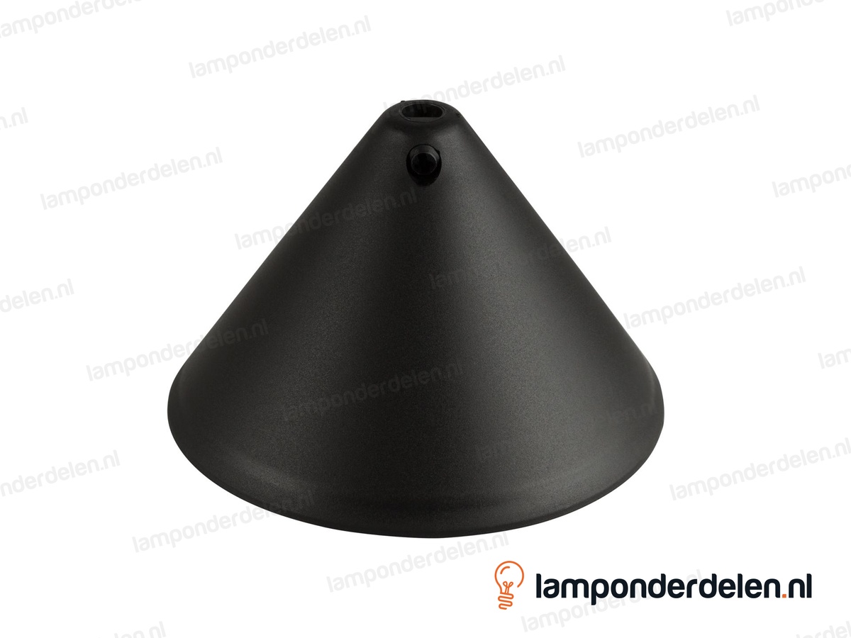 Plafondkap kunststof zwart kegel met trekontlaster - 11 cm
