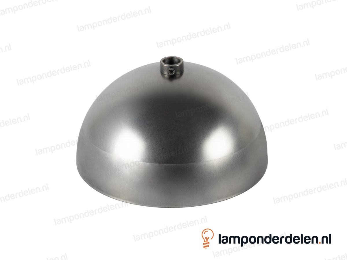 Plafondkap metaal blank halfrond met metalen stelring - 12 cm - gat 10,5 mm
