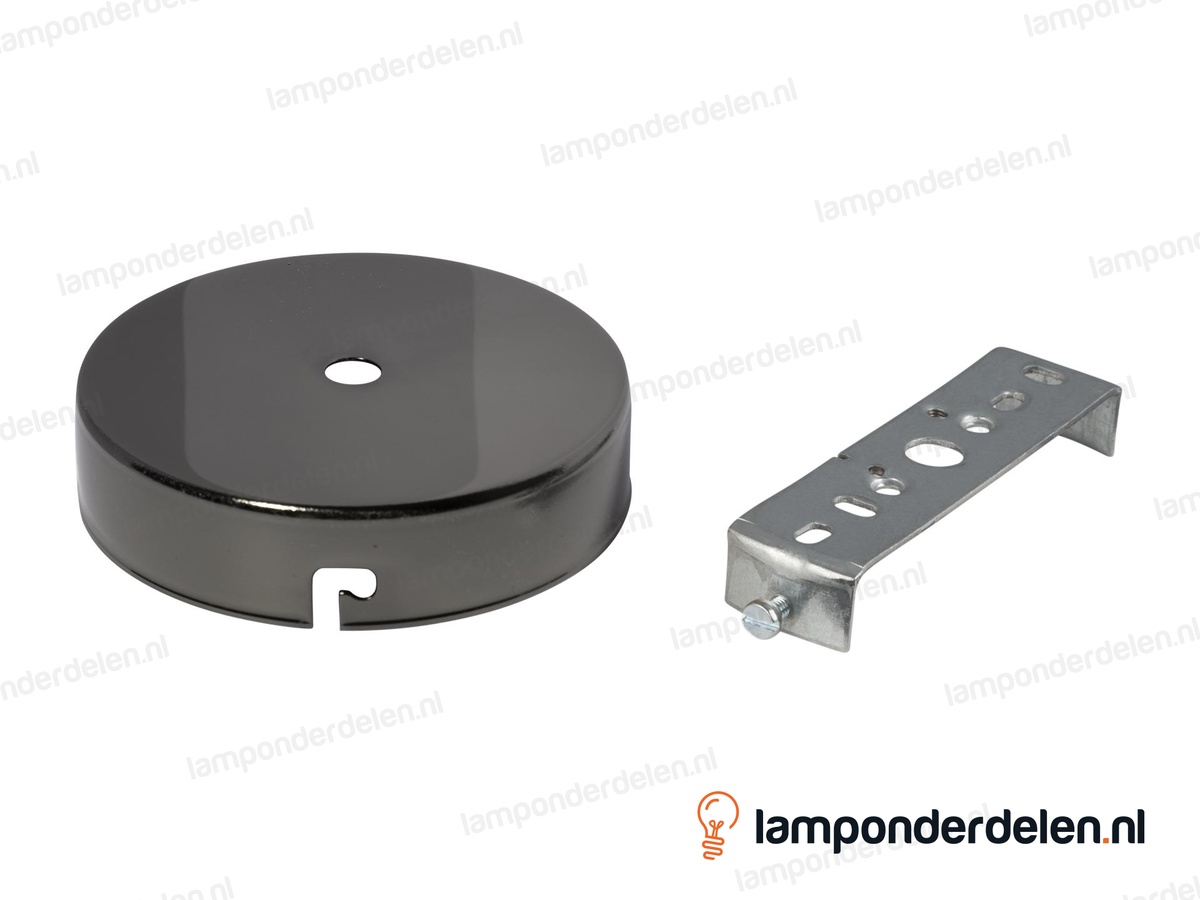 Plafondkap metaal gunmetalkleurig - 10 cm - met plafondkapbeugel