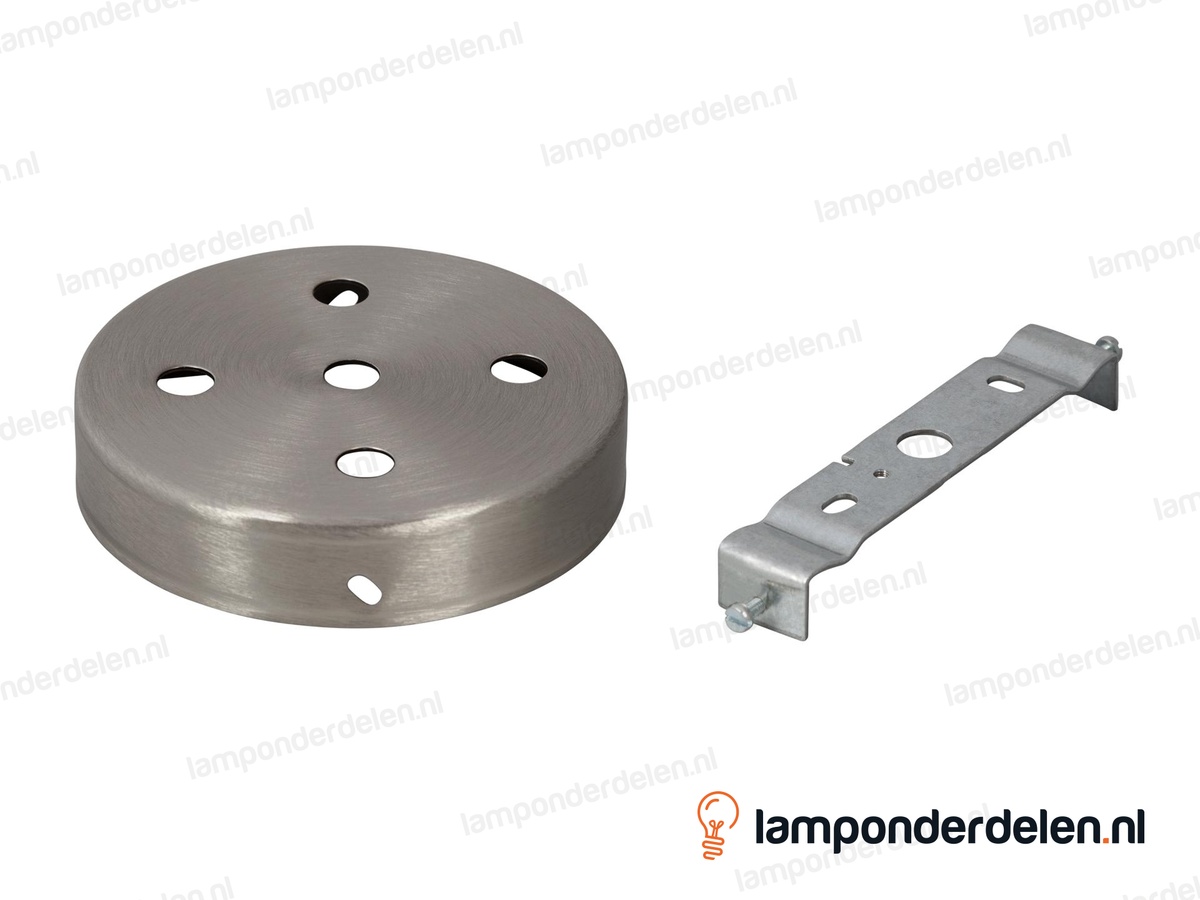Plafondkap metaal RVS-kleurig - 10 cm - 5 gaten - met plafondkapbeugel