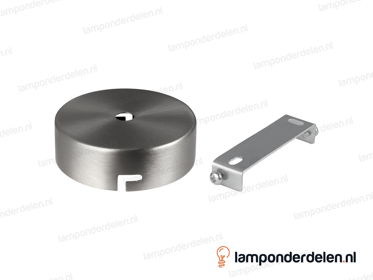 Plafondkap metaal RVS-kleurig - 8 cm - met plafondkapbeugel