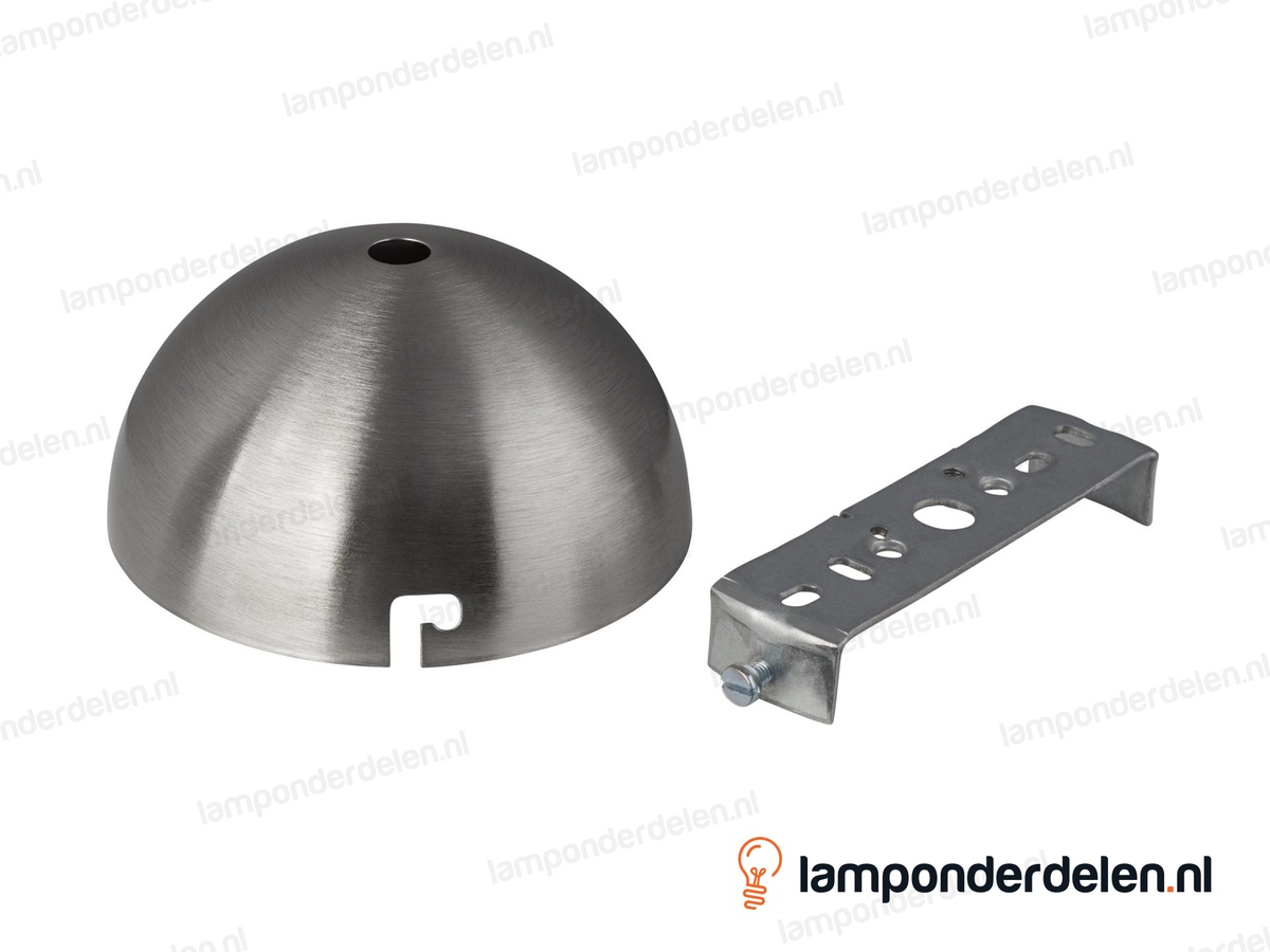 Plafondkap metaal RVS-kleurig halfrond - 10 cm - met plafondkapbeugel