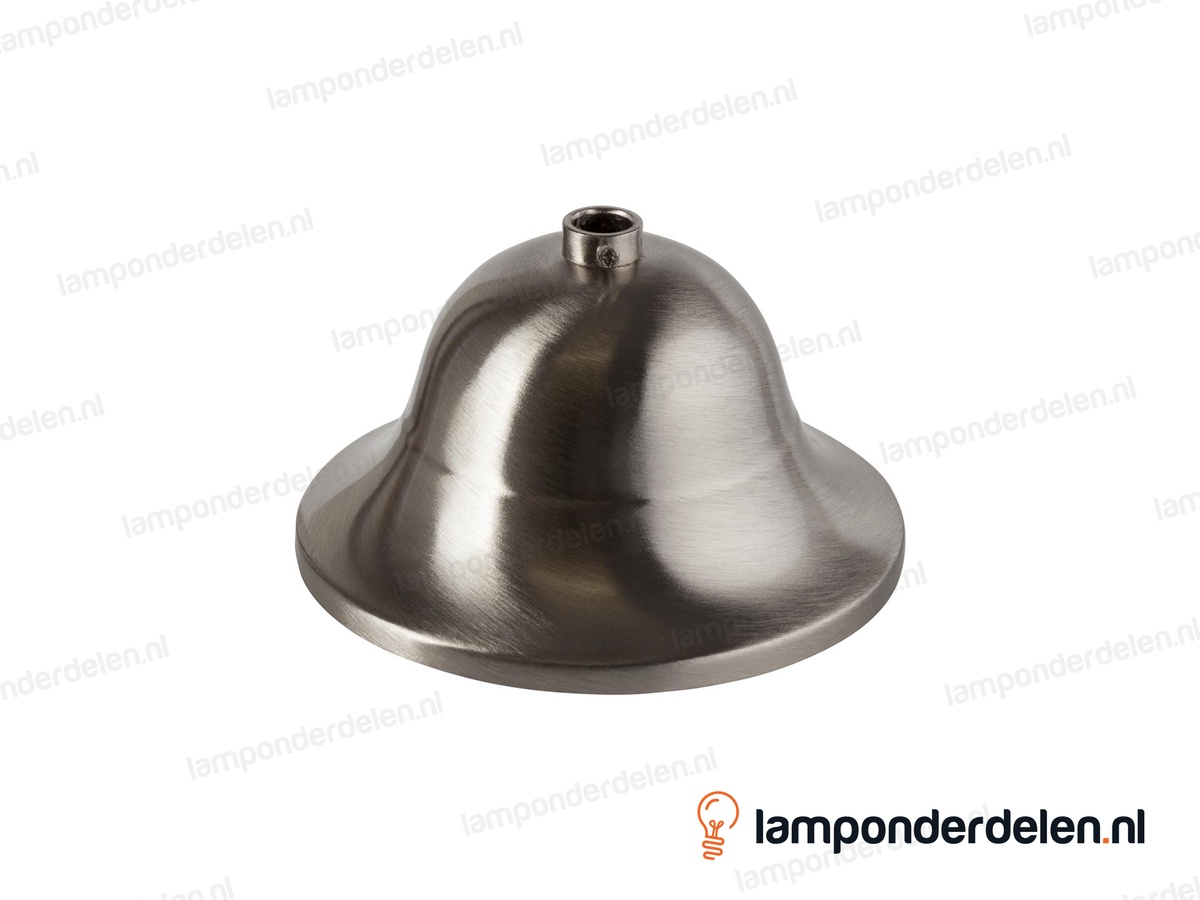 Plafondkap metaal RVS-kleurig kelk met stelring - 11 cm - gat 10,5 mm