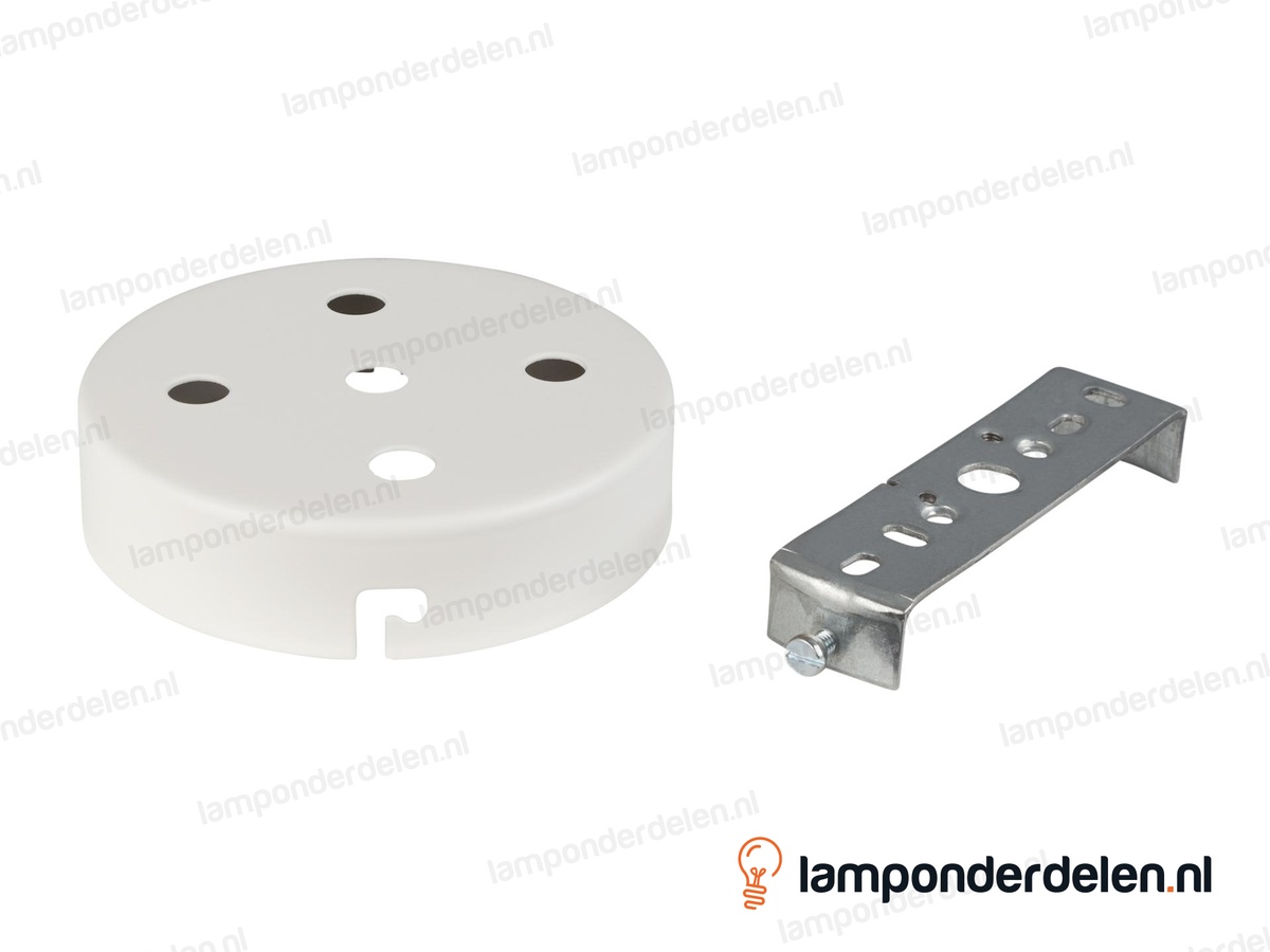 Plafondkap metaal wit - 10 cm - 5 gaten - met plafondkapbeugel