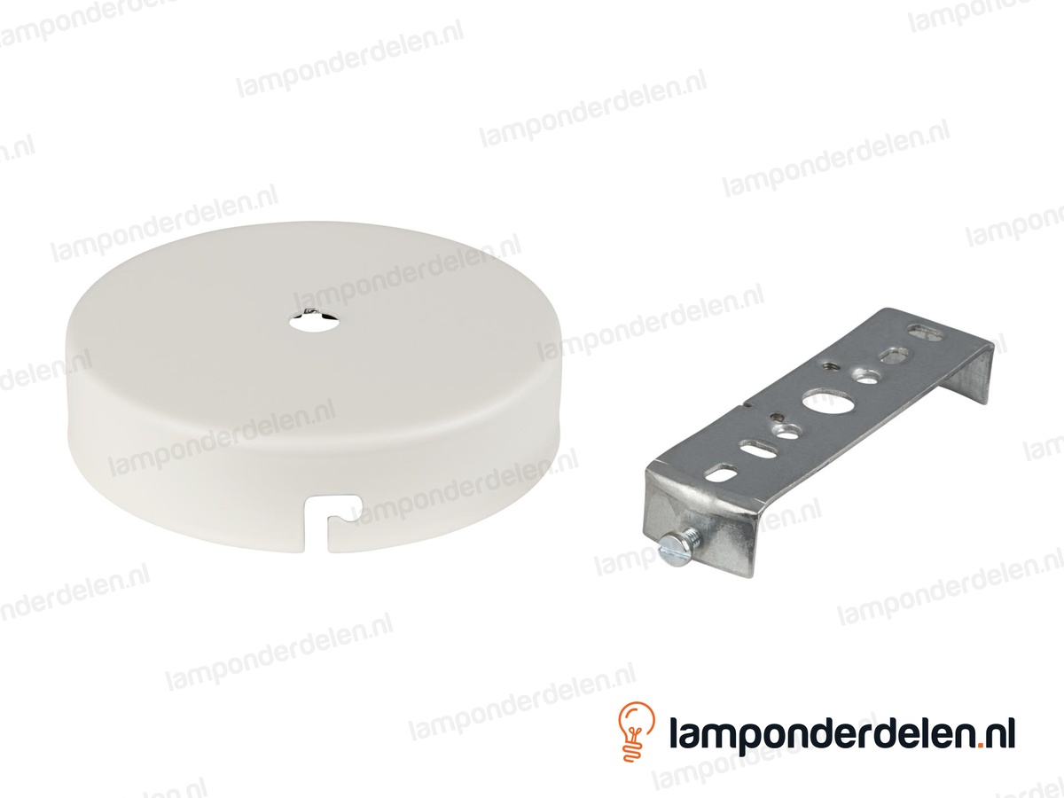 Plafondkap metaal wit - 10 cm - met plafondkapbeugel