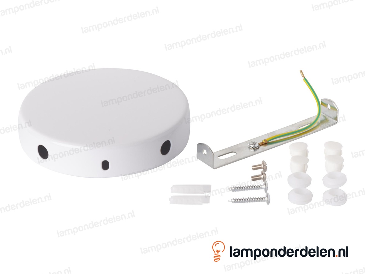 Plafondkap metaal wit - 12 cm - 4 zijgaten - met plafondkapbeugel