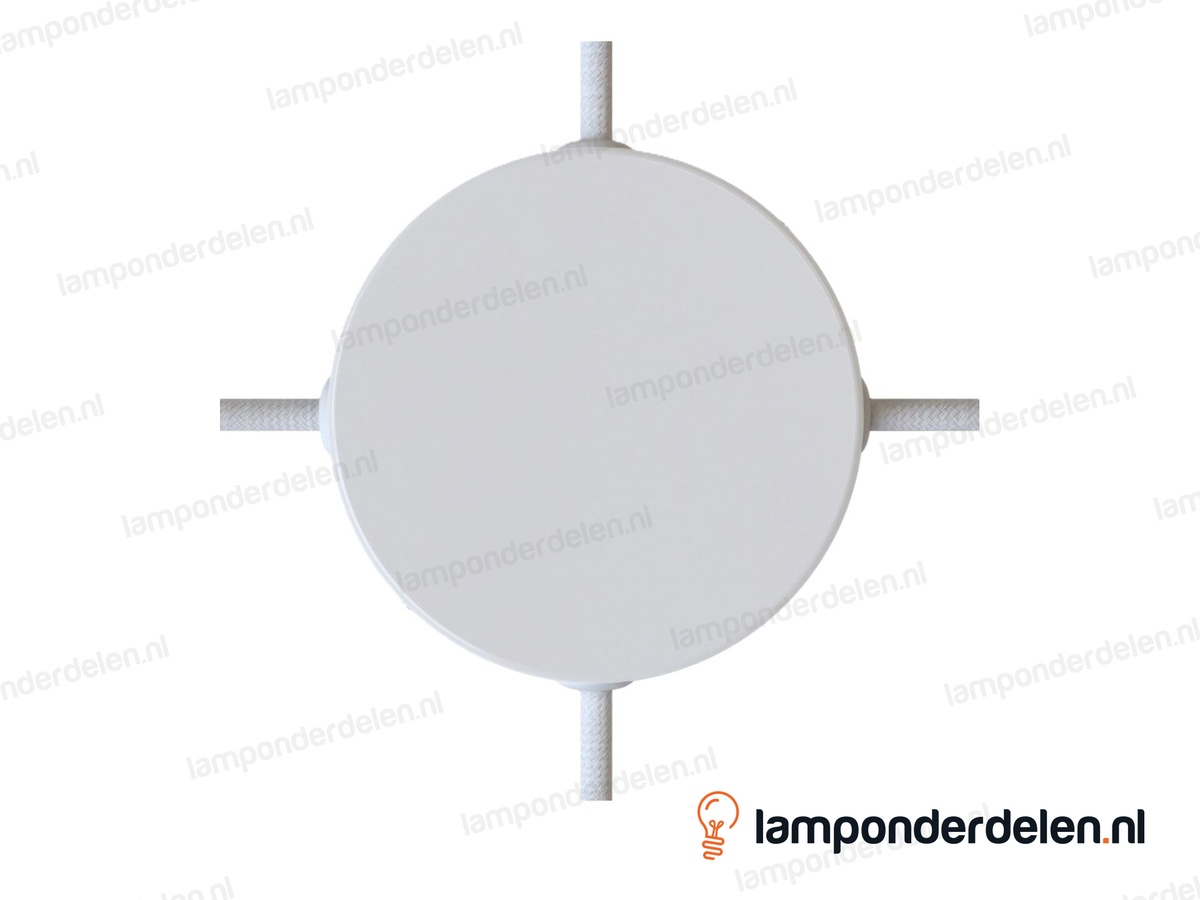 Plafondkap metaal wit - 12 cm - 4 zijgaten - met plafondkapbeugel