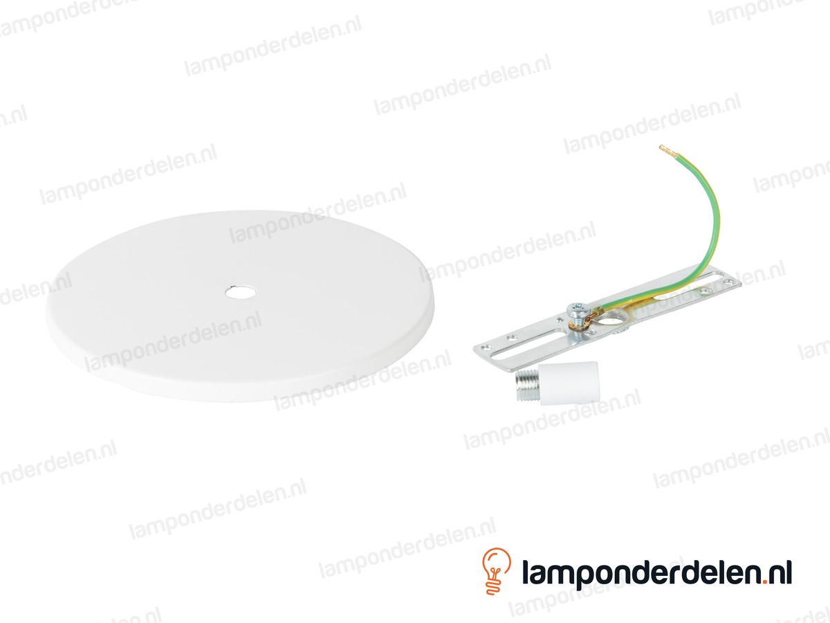 Plafondkap metaal wit extra plat - 12,6 cm - met plafondkapbeugel