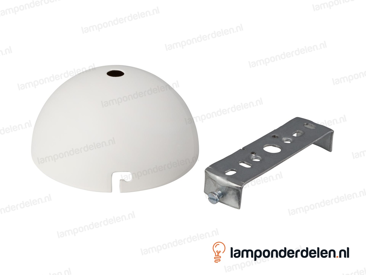 Plafondkap metaal wit halfrond - 10 cm - met plafondkapbeugel