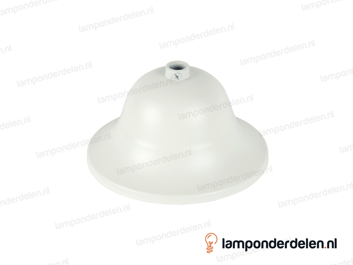 Plafondkap metaal wit kelk met stelring - 11 cm - gat 10,5 mm