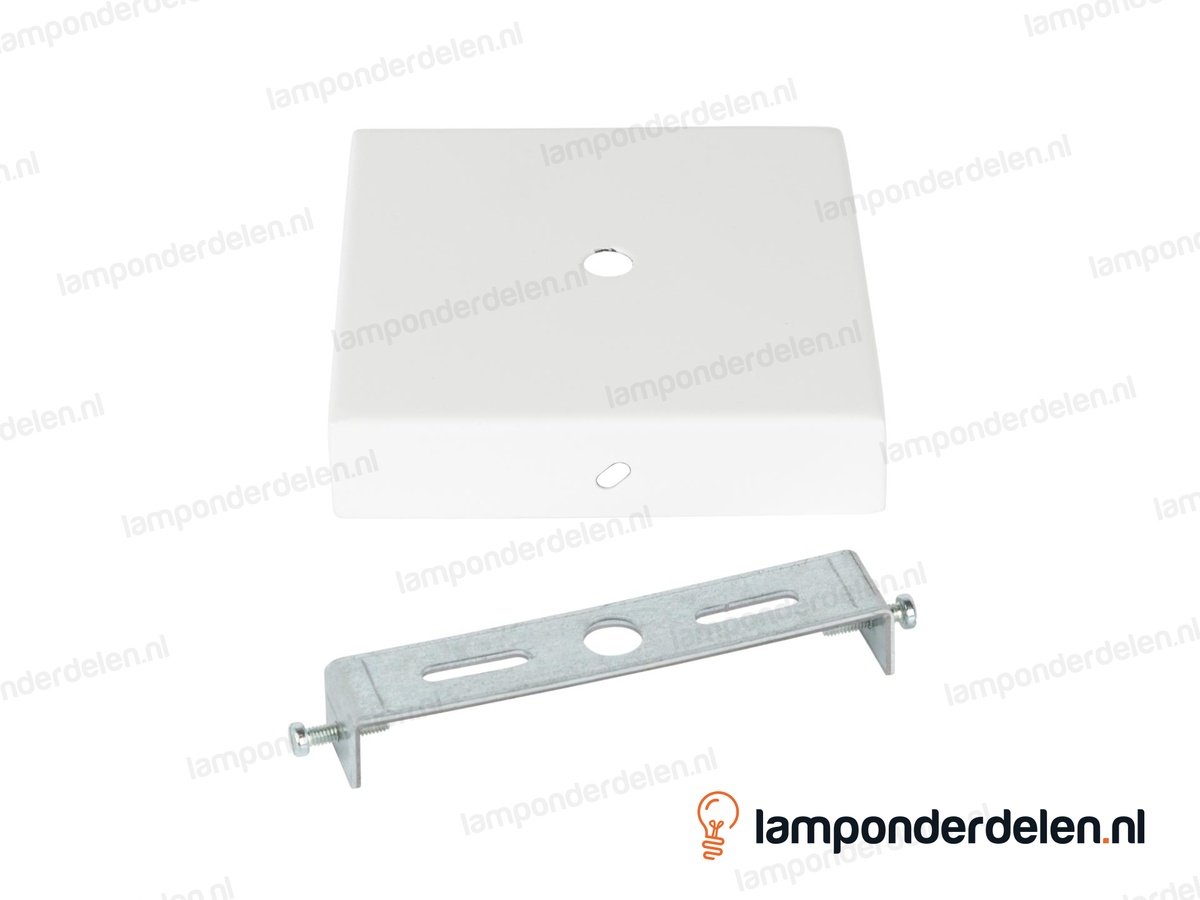 Plafondkap metaal wit vierkant - 11 cm - met plafondkapbeugel