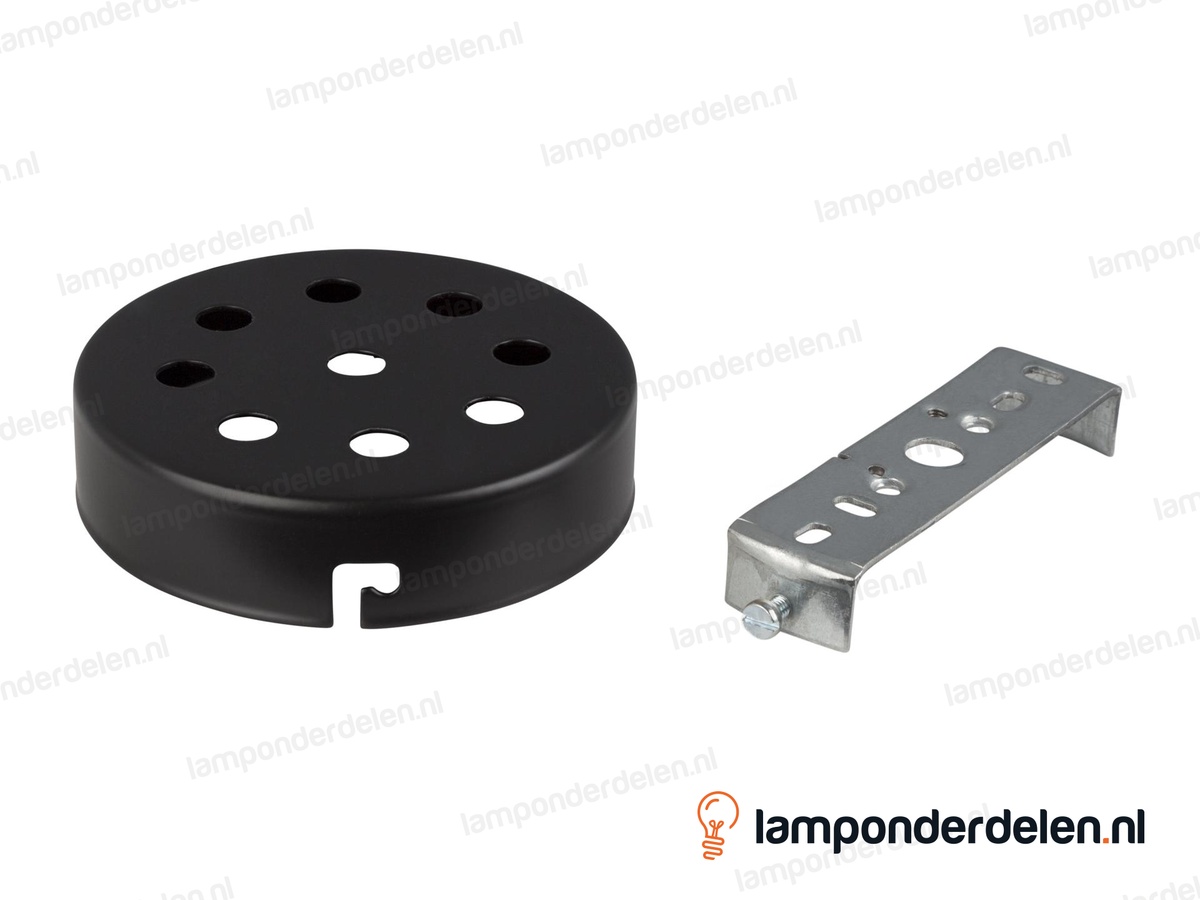 Plafondkap metaal zwart - 10 cm - 9 gaten - met plafondkapbeugel