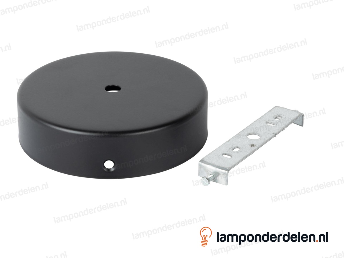 Plafondkap metaal zwart - 12,5 cm - met plafondkapbeugel