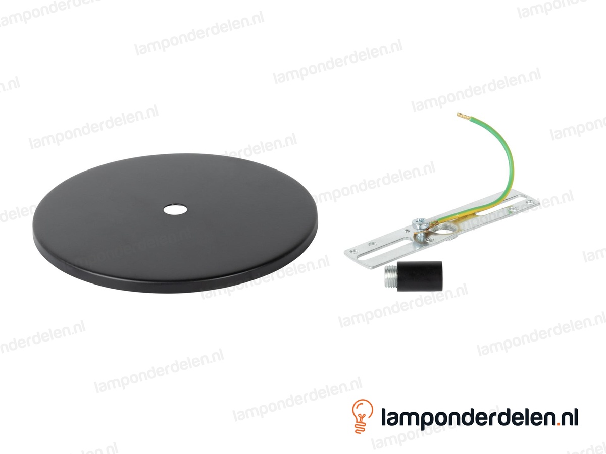 Plafondkap metaal zwart extra plat - 12,6 cm - met plafondkapbeugel