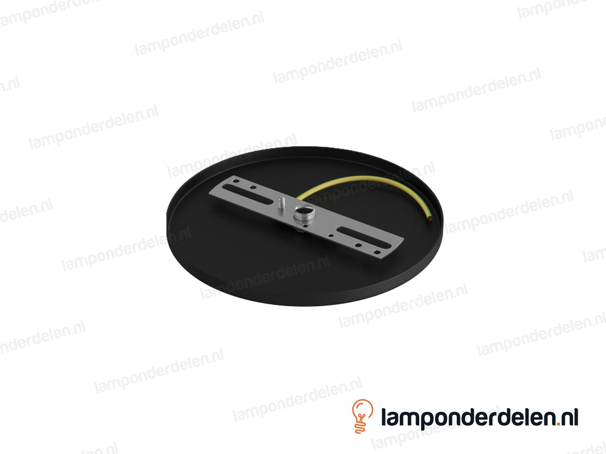 Plafondkap metaal zwart extra plat - 12,6 cm - met plafondkapbeugel
