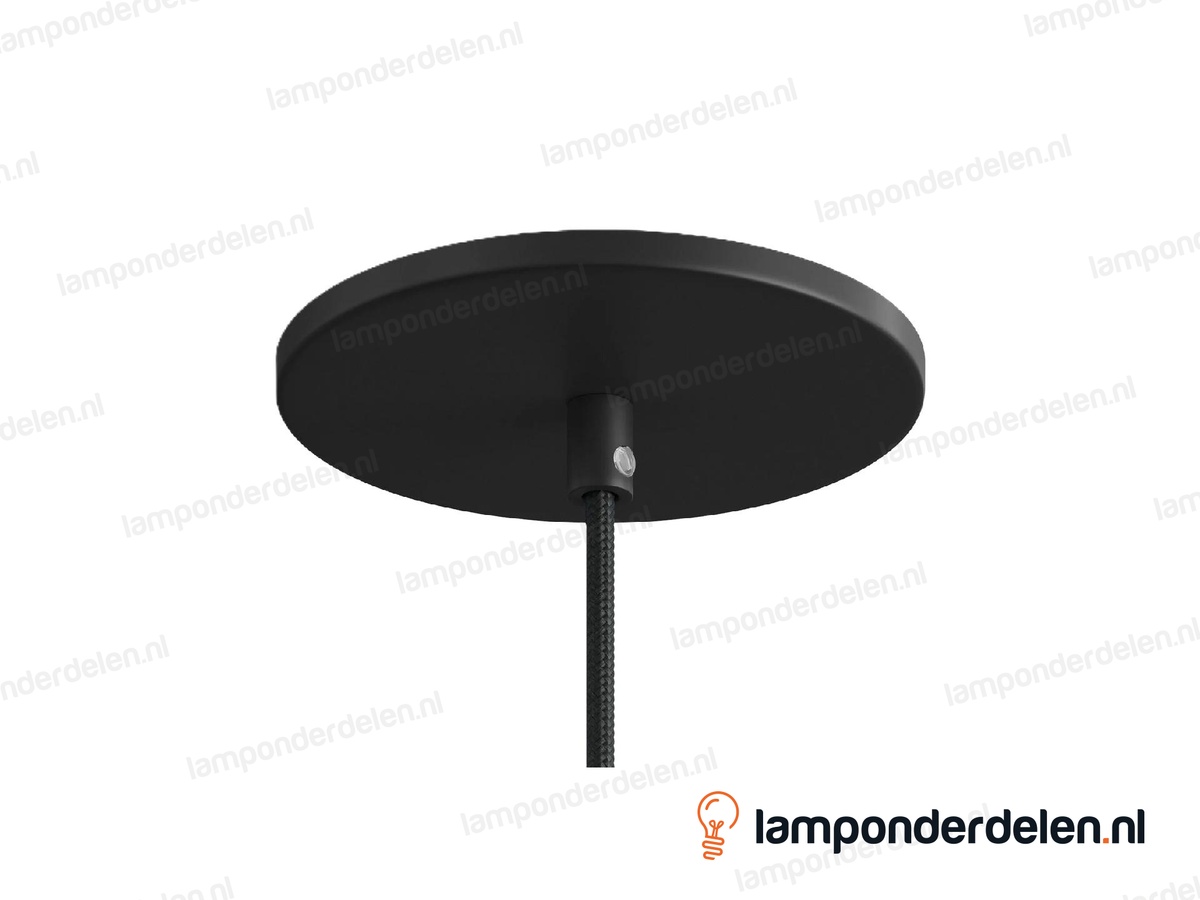 Plafondkap metaal zwart extra plat - 12,6 cm - met plafondkapbeugel